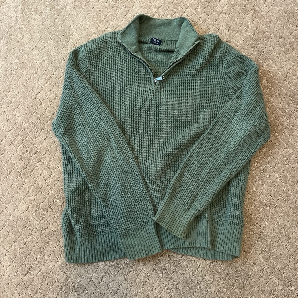 J. Crew Olive Zip-Up Sweater for Men